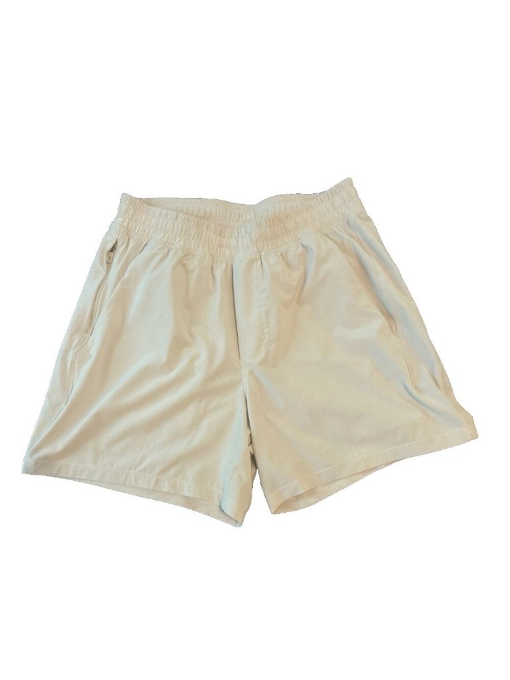 Lululemon Womens Athletic Shorts S White Zip Pocket Stretch Running Gym Workout